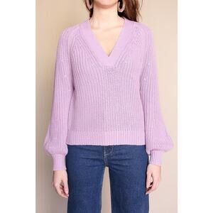 Apiece Apart Astro V-Neck Chunky Knit Sweater Lavender Cotton Cashmere Size XS